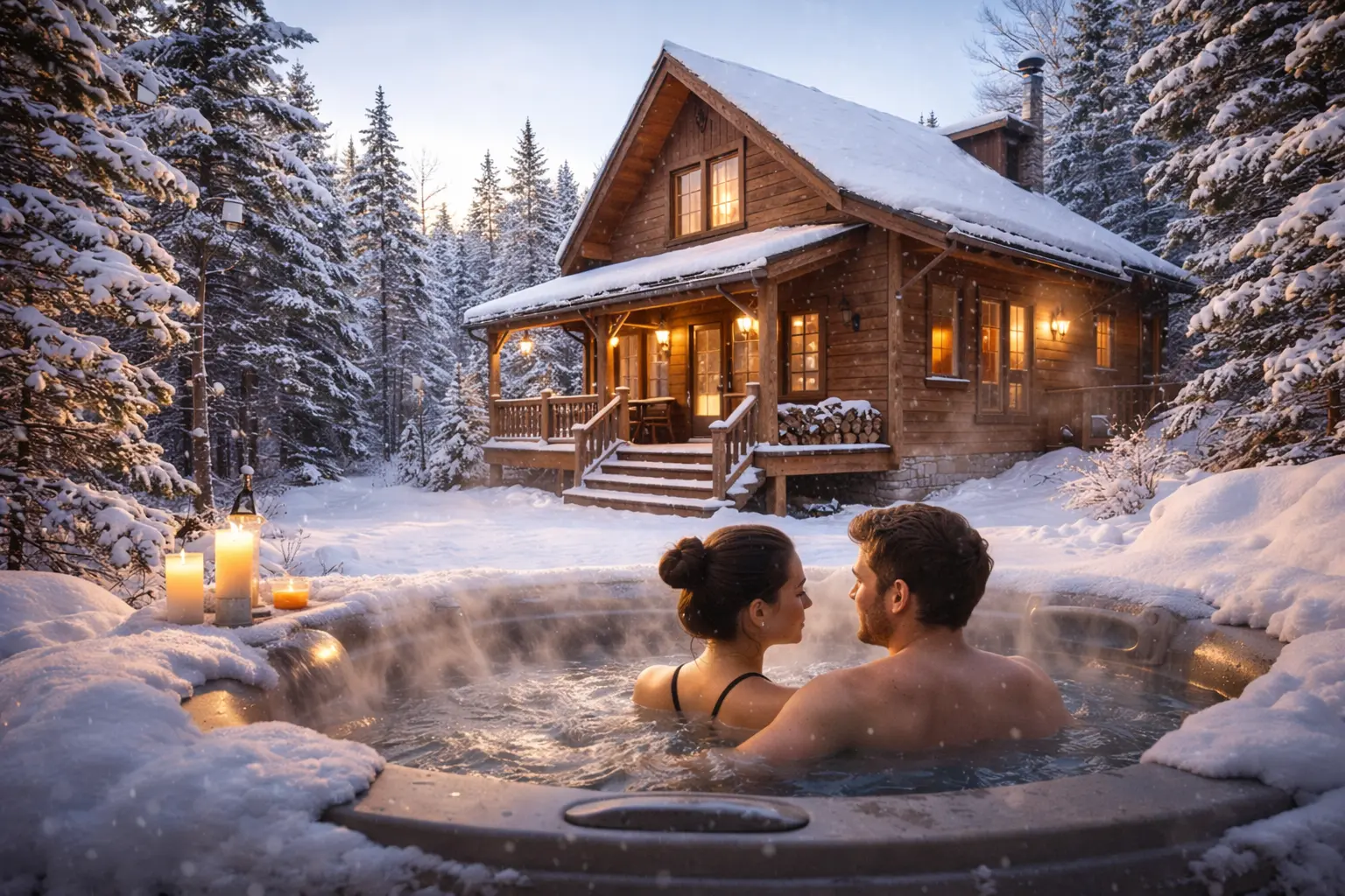 Forfait romantique spa dans les Laurentides Chalet romantique avec spa nordique dans les Laurentides
